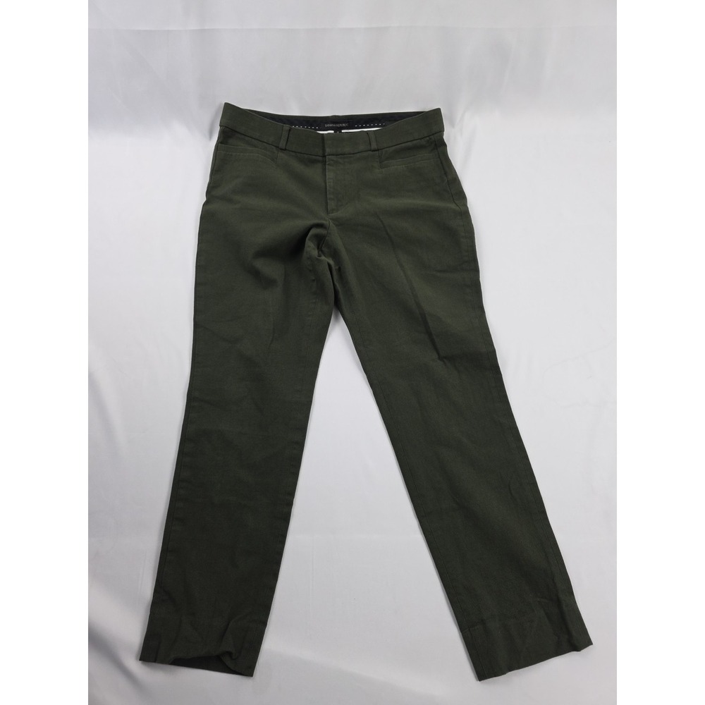 Banana Republic Sloan Dress Pants Womens Size 4 Gree Cotton Blend 31x26 Mid Rise